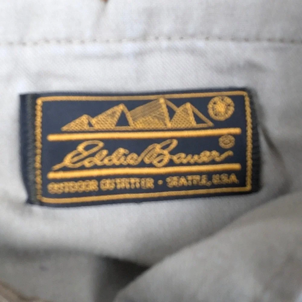 Eddie Bauer Mens Brown Corduroy Pleated Relaxed Fit Pants 36x28 Wide Wale Brown